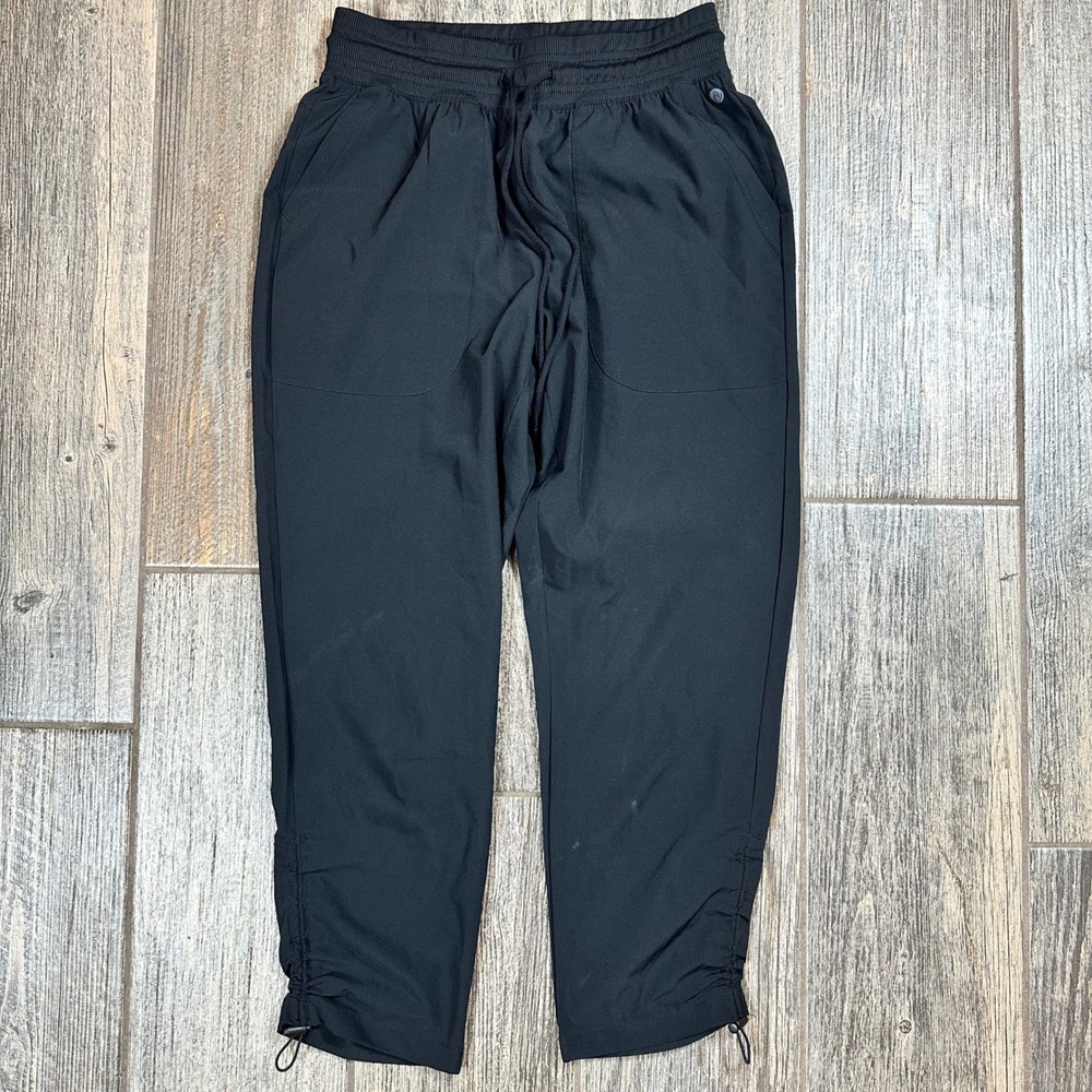 Apana Black Drawstring Ruched Ankle Jogger Pants Womens Size XS Athletic Casual